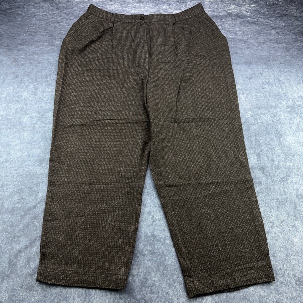 Sag Harbor Woman 20W Pleated Dress Pants Charcoal Textured Elastic Waist